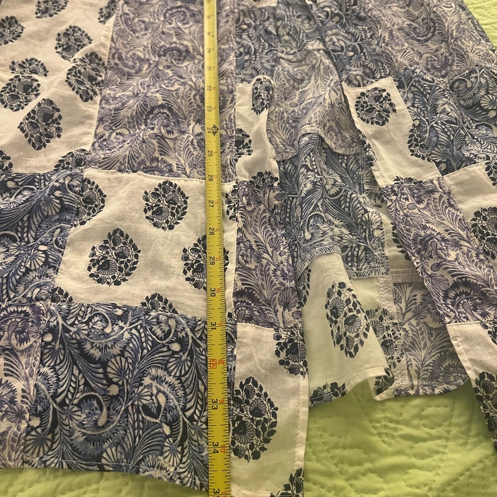 J.Crew side slit patchwork maxi skirt set with cropped top. Blue and white sz S - Picture 3 of 15